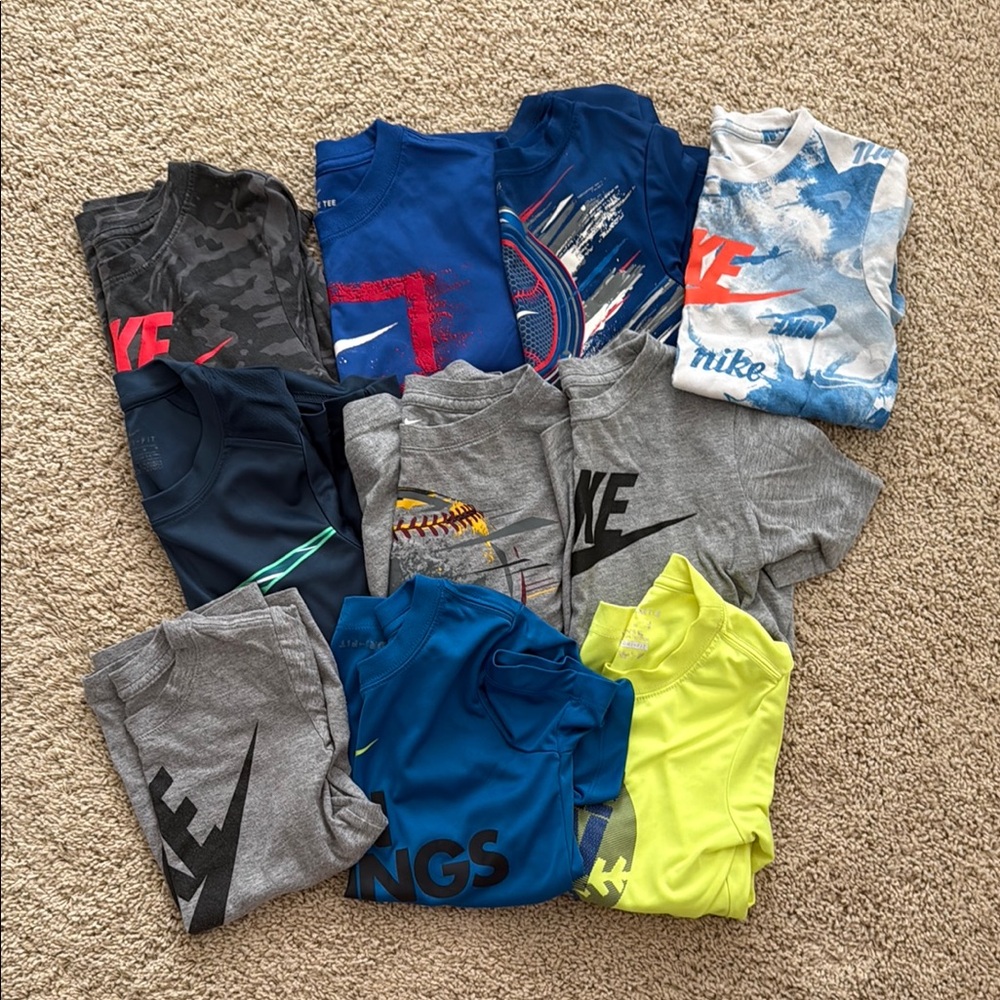 Bundle of 10 Nike Kids Graphic T-Shirts - Assorted Colors and 3 pairs of shorts